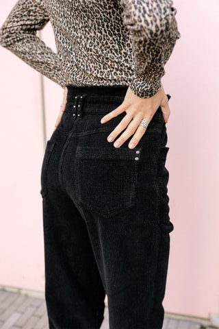 Pantalon 7/8 en velours taille haute Joyce - Noir