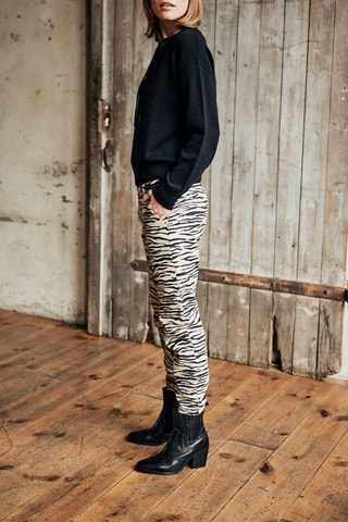 Broek Slim Fit Claudia Kumba - Ecru en Zwart  - Wit en zwart