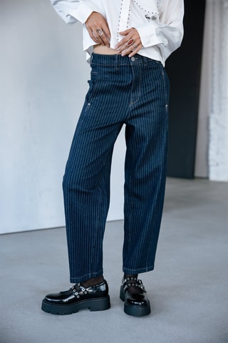 Jean barrel 7/8 taille haute Rosalia - Bleu foncé