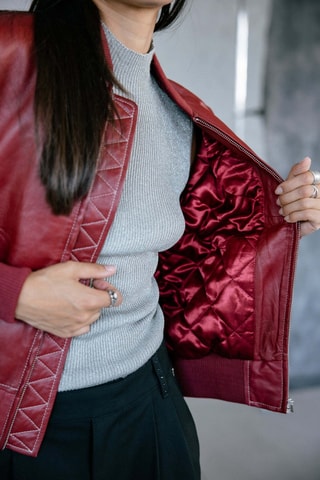 Veste loose en cuir Vlad - Rouge