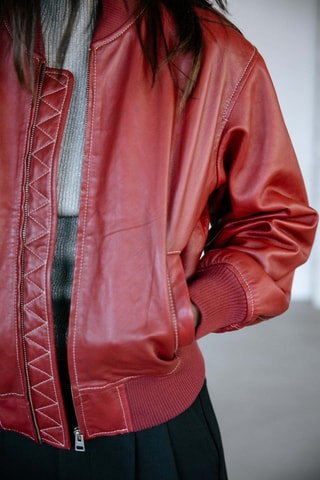 Veste loose en cuir Vlad - Rouge