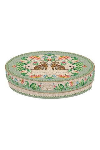 4 platos de postre de porcelana Jungle Vibes - 19 cm