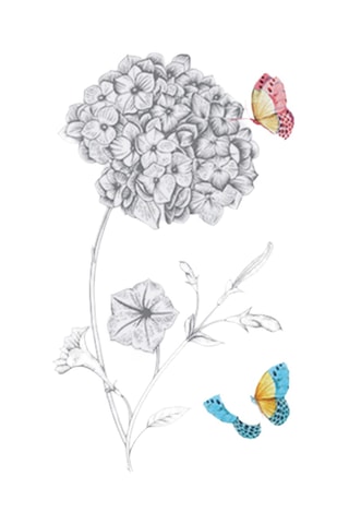 4 platos hondos de porcelana Fleurs et Papillons - 20 cm