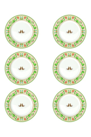 6 platos llanos de porcelana Jungle Vibes - 27 cm