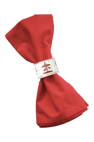 4 servilleteros de porcelana Christmas Wonderland - 4,5 cm - Blanco, rojo y verde