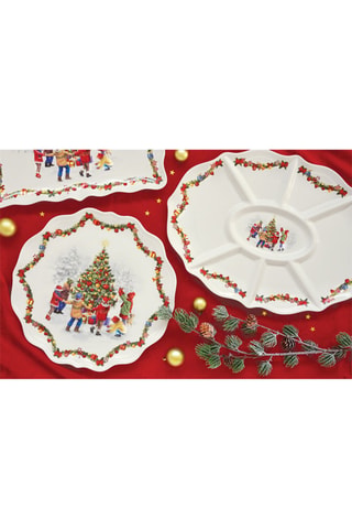 Fuente de porcelana Christmas Round Dance - 30,5 x 30,5 x 3 cm