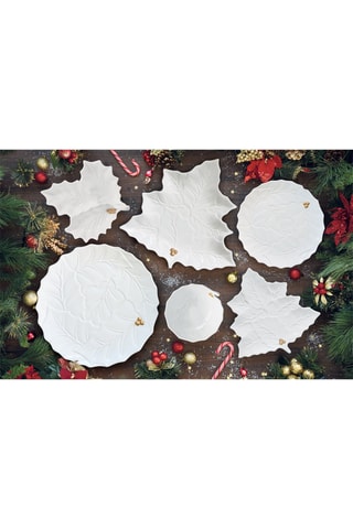 Bandeja de porcelana Holly & Berries - Blanco - 37 x 16,5 cm