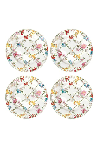 4 platos de postre de porcelana Gardens Dream - 19 cm