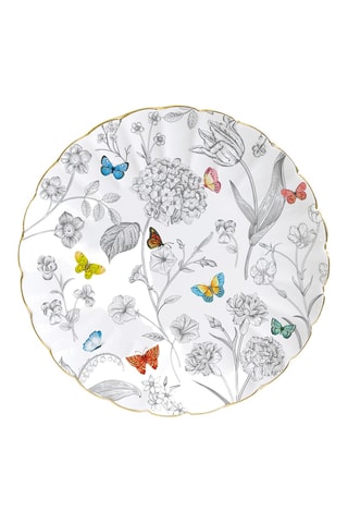 4 platos de postre de porcelana Fleurs et Papillons - 19 cm