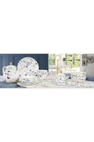 4 platos de postre de porcelana Fleurs et Papillons - 19 cm