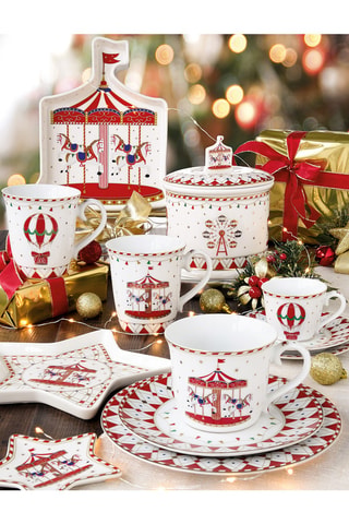Expositor de pasteles de 2 niveles de porcelana Christmas Wonderland - 19 y 27 cm