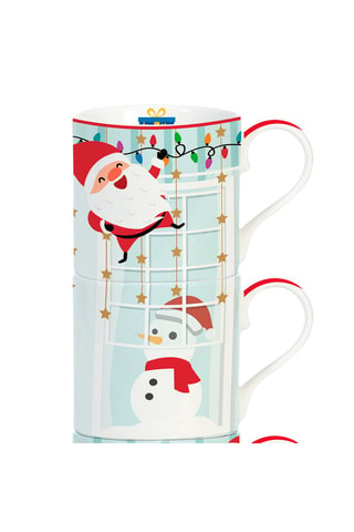 4 tazas apilables de porcelana Santa by the Fire - 275 ml
