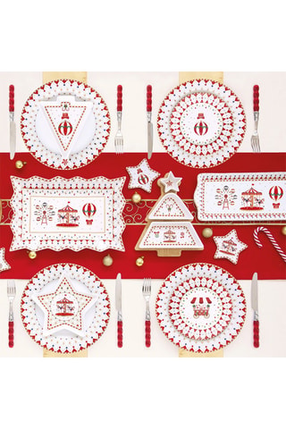Juego para aperitivo de porcelana y bambú Christmas Wonderland - 4 piezas