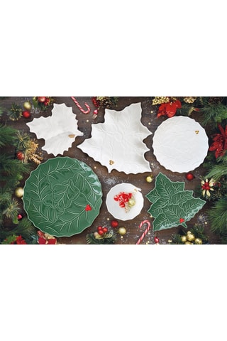 Bandeja de porcelana Holly & Berries - Verde y rojo - 37 x 16,5 cm