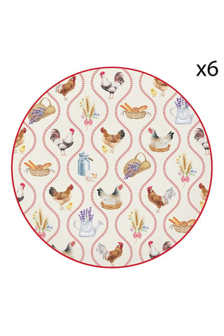 6 platos de postre de porcelana Country Life - 19 cm