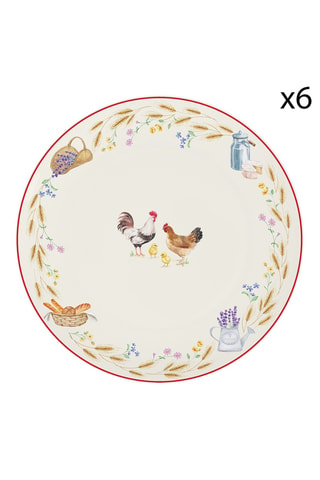 6 platos llanos de porcelana Country Life - 27 cm