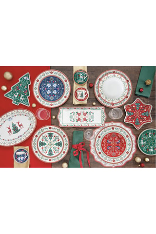 4 platos de postre de porcelana Christmas Folk - 19 cm