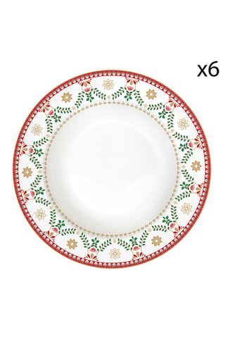 6 platos hondos de porcelana Christmas Folk - 21,5 cm