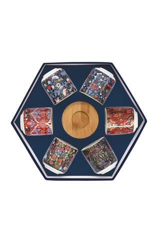Juego de café de porcelana y bambú Floral Chinz - 6 personas