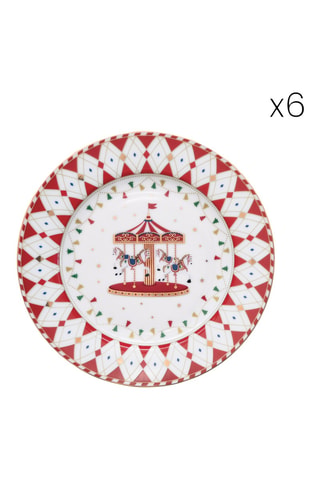 6 platos de postre de porcelana Christmas Wonderland - 19 cm