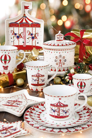 6 platos de postre de porcelana Christmas Wonderland - 19 cm