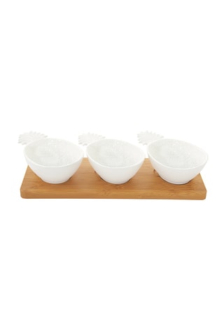 Juego de aperitivo de bambú y porcelana Madagascar - 4 piezas
