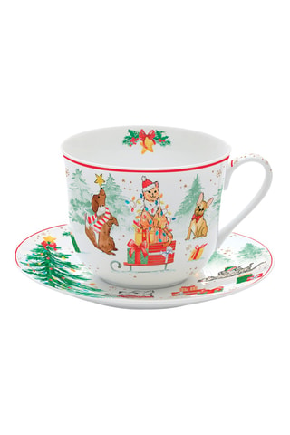 Taza y platillo de porcelana Christmas Gang