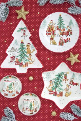 Taza y platillo de porcelana Christmas Gang