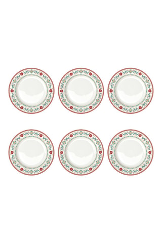 6 platos llanos de porcelana Christmas Folk - 26,5 cm