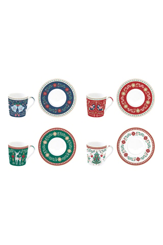 Juego de café de porcelana Christmas Folk - 4 personas