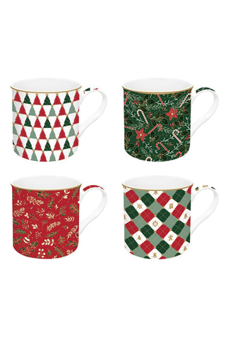 4 tazas de porcelana Fancy Christmas - 30 cl