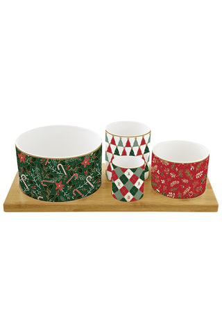 Vajilla para aperitivo de bambú y porcelana Fancy Christmas - 5 piezas
