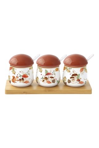 Juego de aperitivo de porcelana y bambú Autumn Breeze  - 7 piezas