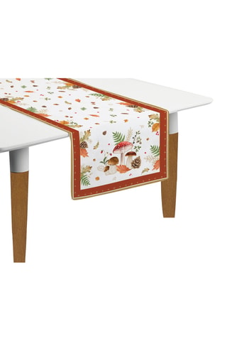 2 caminos de mesa Autumn Breeze - 140 x 45 cm - Blanco y marrón