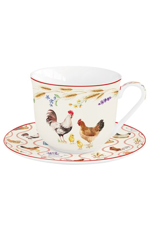 Taza y platillo de porcelana Country Life