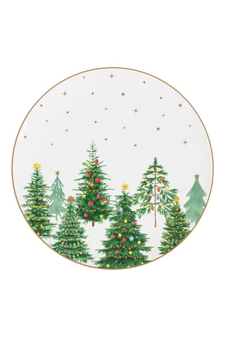6 platos de postre de porcelana Festive Tree - 19 × 2 × 19 cm