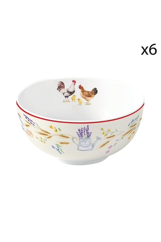 6 boles de porcelana Country Life - 12 cm