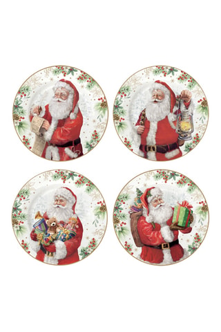 4 platos de postre de porcelana Santa Is Coming - 19 cm