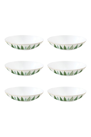 6 platos hondos de porcelana Festive Tree - 20,5 × 5 × 20,5 cm