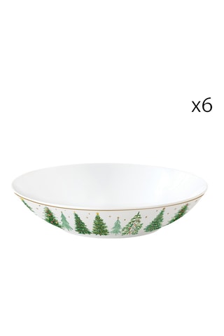 6 platos hondos de porcelana Festive Tree - 20,5 × 5 × 20,5 cm