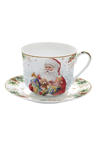 Taza y platillo de porcelana Santa is Coming