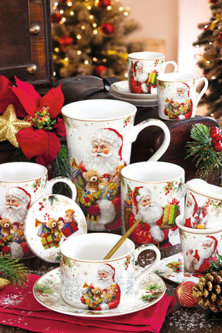 Juego de expreso de porcelana Santa Is Coming - 2 personas