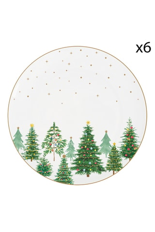 6 platos llanos de porcelana Festive Tree - 27 cm