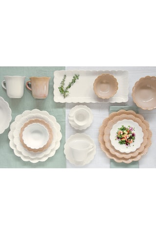 6 platos de postre de porcelana Fleuri - 21 x 21 x 1,5 cm