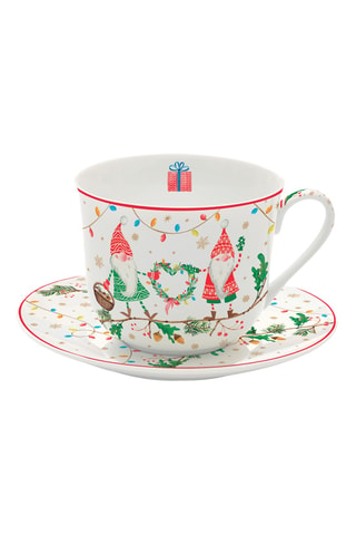 Taza y platillo de porcelana Ready For Christmas