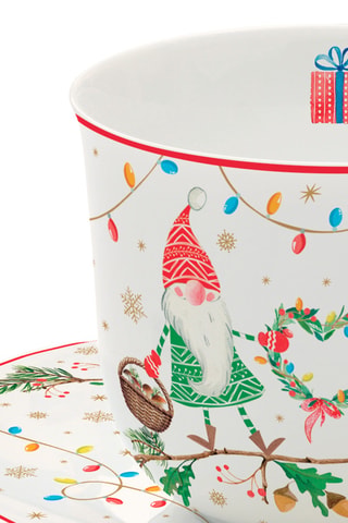 Taza y platillo de porcelana Ready For Christmas