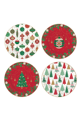 4 platos de postre de porcelana Jingle Bells - 19 cm