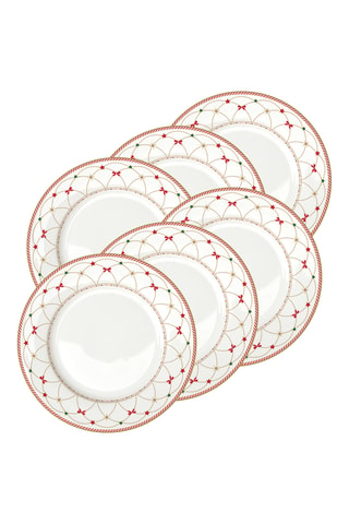 6 platos llanos de porcelana Nutcracker Twist - 26,5 cm