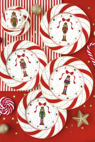 6 platos de postre de porcelana Nutcracker Twist - 19 cm