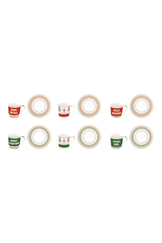 Juego de café de porcelana Enjoy Your Christmas - 6 personas